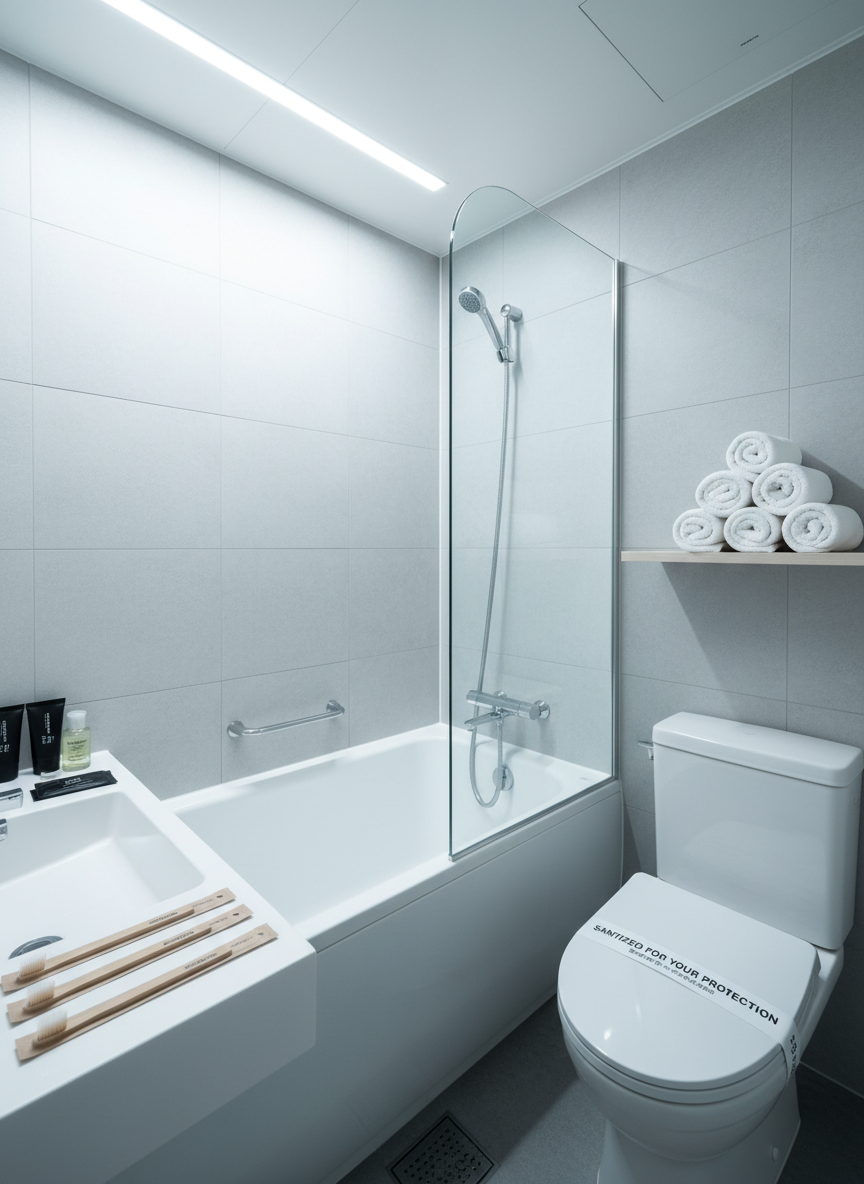 ホテル水準で清掃された民泊のバスルーム