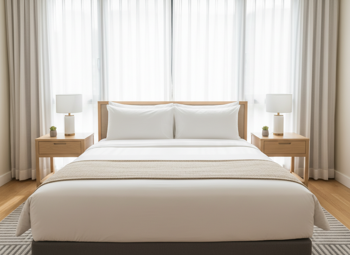 湯河原・熱海の民泊、繁忙期前に整えられたホテル品質のベッドルーム